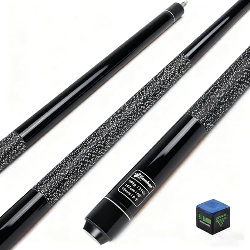 Pool Stick for Adults - 58" 2-Piece Maple Billiard Cue with 13mm Tip & Linen Grip - Choose from 8 Colors & 4 Weights (18-21oz) - Perfect for Home Bar or Game Room Black 21oz