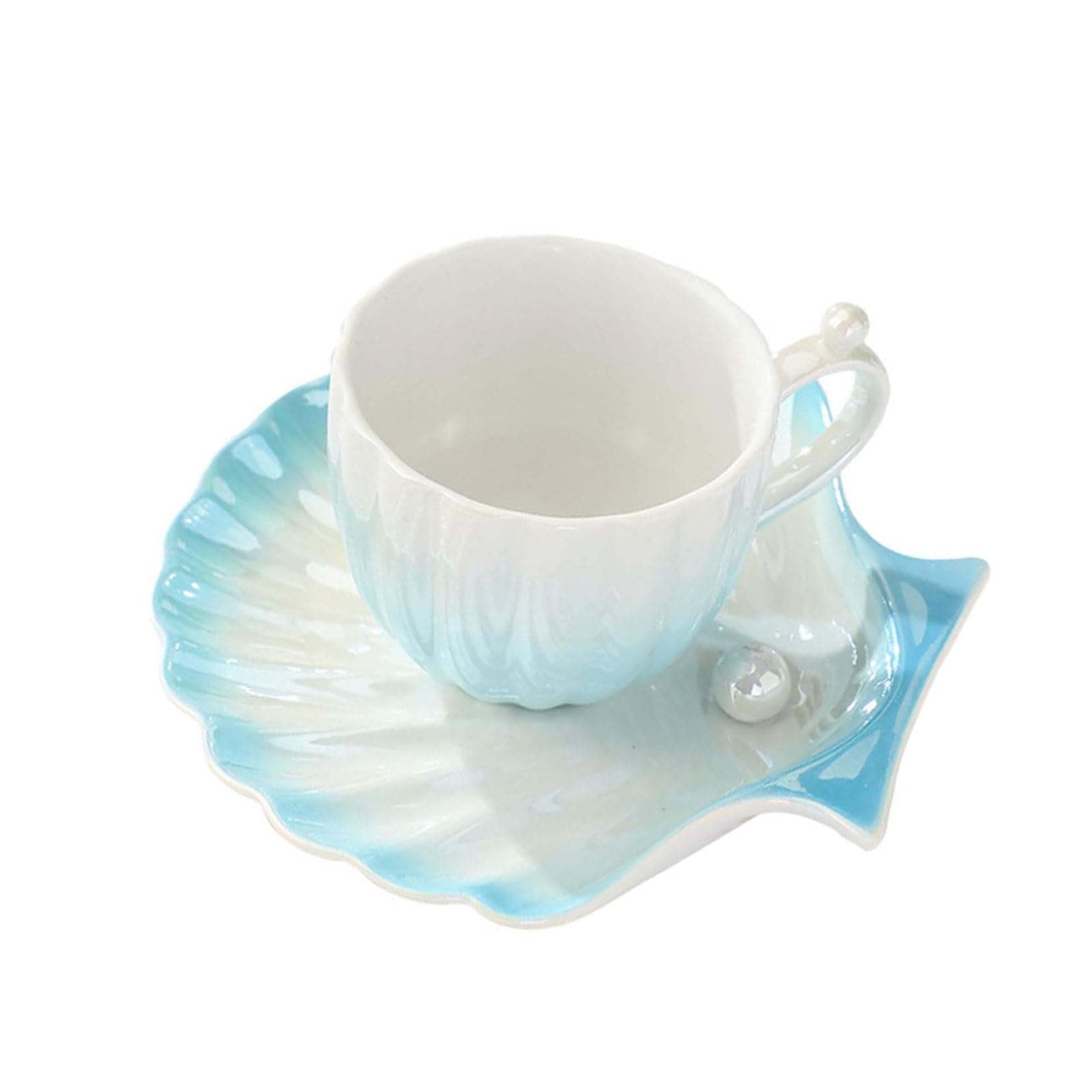 Taza de té Juego de Platos de cerámica de Estilo Europeo, Taza de Leche de cerámica Espresso con Mango y platillo, Apto para cafeterías, restaurantes y hoteles, 1 Juego Taza de café