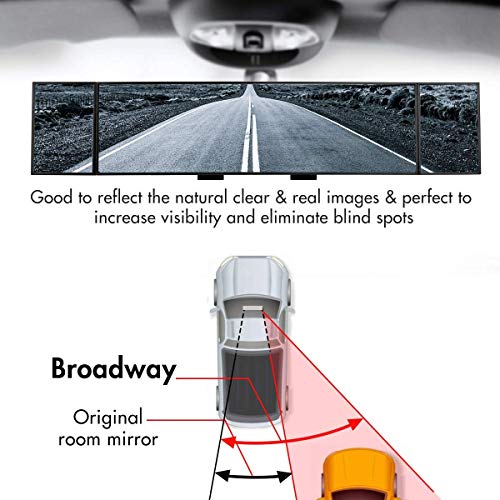 Image of Rear View Mirror, 15-inch Clip on Rearview Mirrors, Wide Angle Curved Rearview Mirror, Interior Blind Spot Mirrors for Car