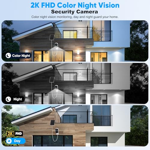 Poyasilon 2-Pack Solar Security Cameras Wireless Outdoor,2K Solar Camera Wireless for Home Color Night Vision Two-Way Talk Two Spotlights,Cloud/SD Only 2.4GHz WiFi - image 4