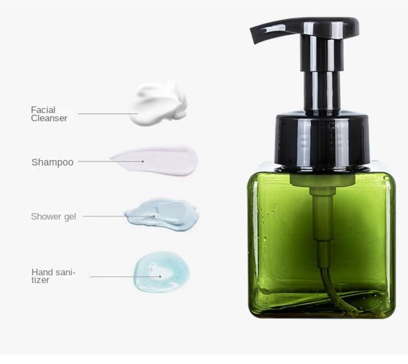 Dispensador Jabon Baño Ducha Dispensador De Jabón Y Loción, Botella Líquido Decorativa Vacía Rellenable con Bomba Dosificador Champu(Grün)