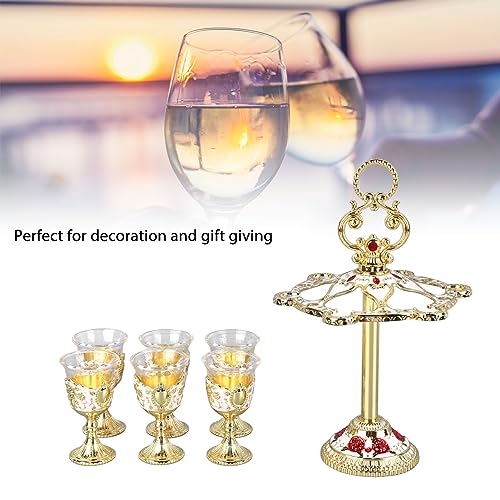 Taças de Vidro Chinês Com Flor Em Relevo Estilo retrô, Copos de Liga de Zinco para Festa, 6 Peças, B