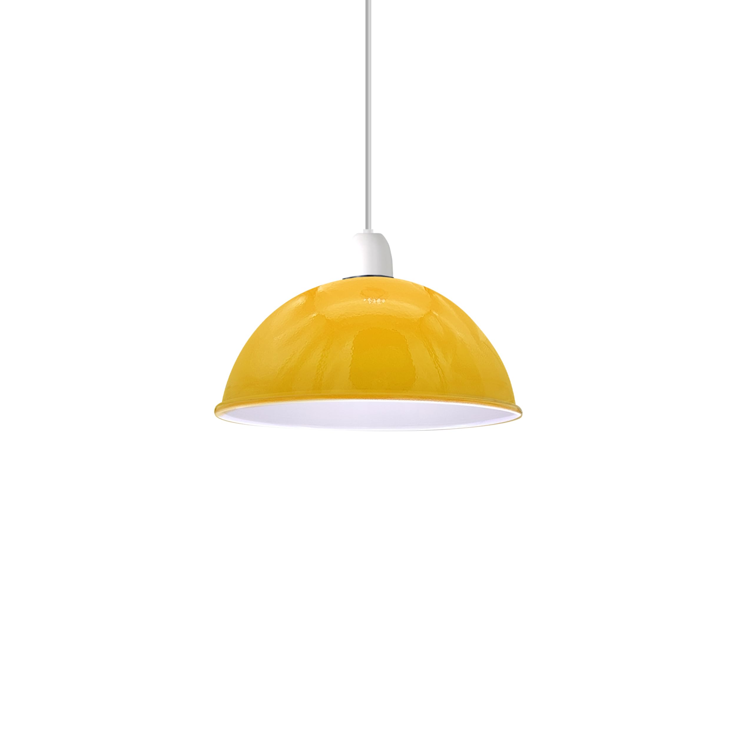 LEDSone Industrial Ceiling Light Shades,30cm Easy Fit Retro Metal Dome Pendant Light Lampshade for Bedroom, Kitchen (Free Reducer Plate) (Yellow)