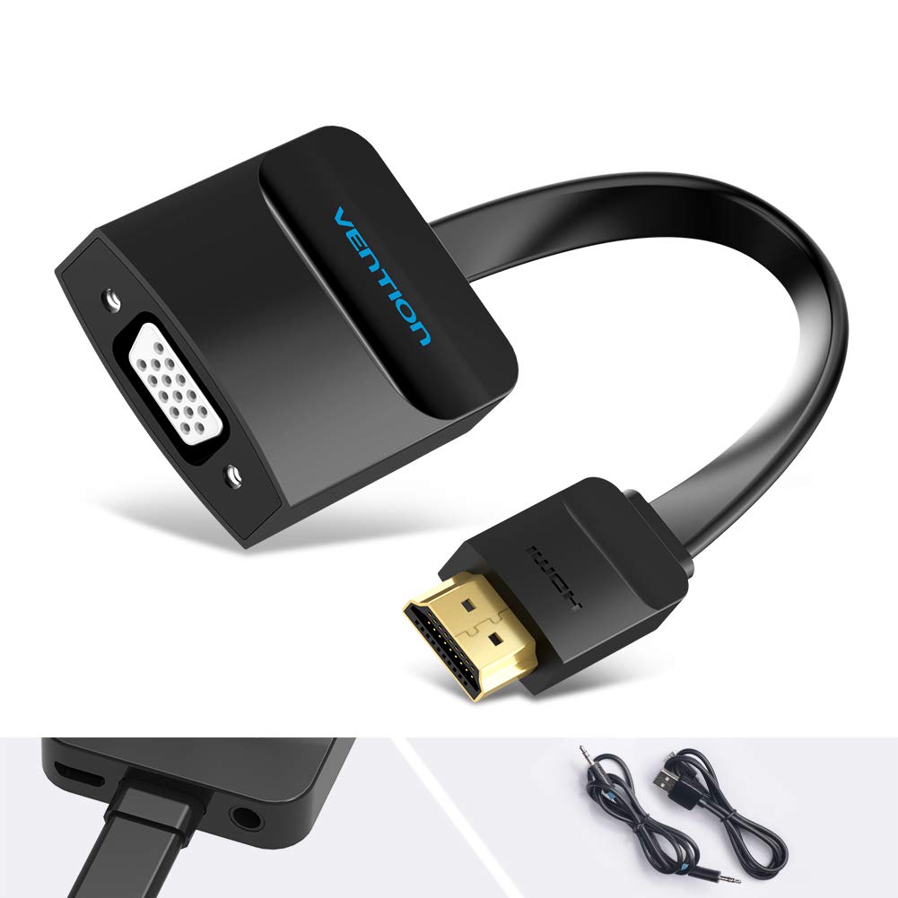 VENTION HDMI to VGA 1080P HDMI (Computer,Laptop) to VGA (TV,Display,Projector) Adapter Video Cable for Laptop to HDTV Projector,with Audio&Power Supply port