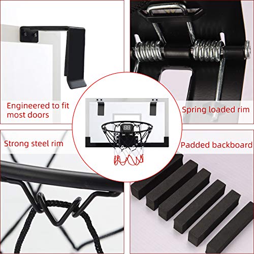 PELLOR Mini Basketballkorb fürs Zimmer Mini Basketball mit elektronischer Bewertungsfunktion und Sound, hängendes Basketballbrett mit 2 Bällen und Pumpe Indoor Outdoor Wurfspiele für Kinder - Image 5