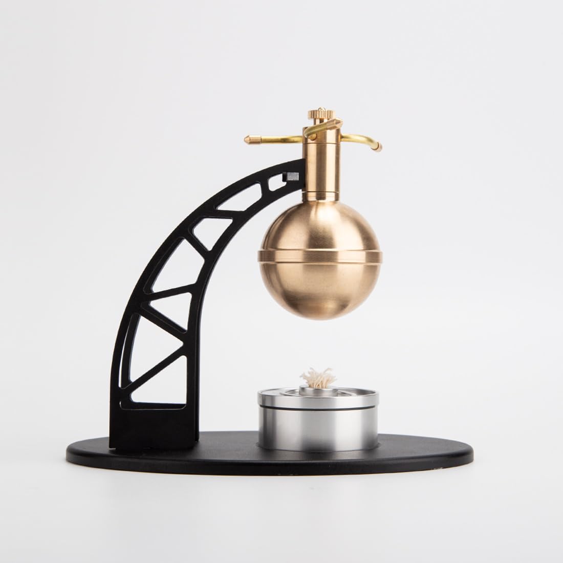 Dampfmaschinen Bausatz, Metall Hero's Engine Dampfball Dampfmaschinenmodell mit Spirituslampe und Dampfantrieb, Kreatives Sammler Geschenkset für Erwachsene und Jugendliche (Schwarz)