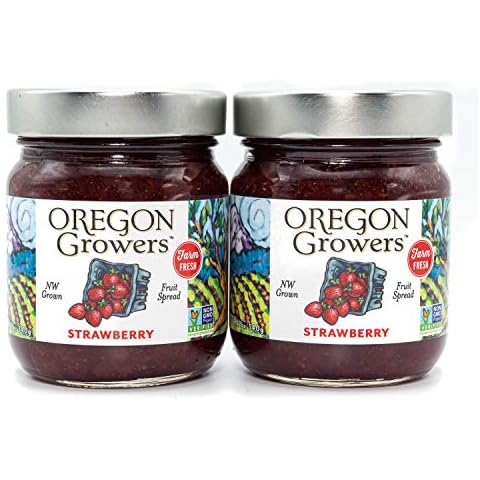 Oregon Growers Strawberry Fruit Spread - Organic Strawberry Jam, Organic Strawberries, Strawberry Jelly, Strawberry Spread, Fruit Jam, All Natural Ingredients - 12 Oz (Pack of 2) Cover