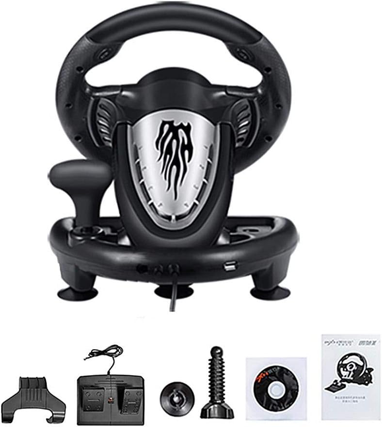 Gaming steering wheels, Steering wheel, PC / PS3 / PS4 / X-ONE support, Steering wheel for computer games, car simulation, car driving simulation. Black