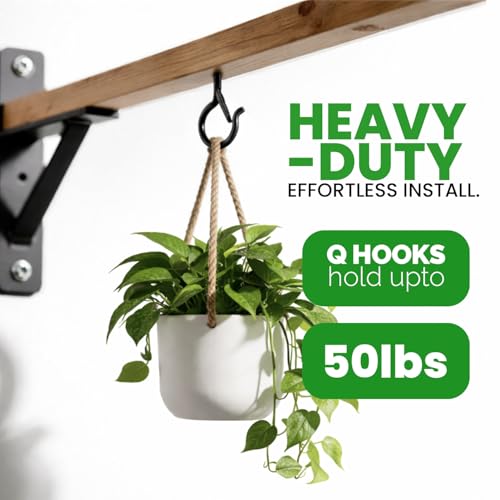 Image of 12 Pcs Ceiling Q Hanger Hooks for Hanging Plants with Safety Buckle - 2.2inches Plant Hooks Heavy Duty,Hanging Hooks for Cups,Lights and Utensils - Screw in Hooks for Indoor and Outdoor