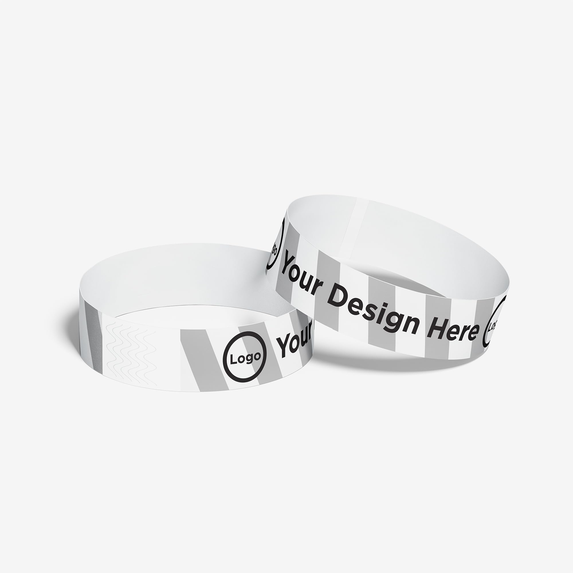 ID&C Printed Striped Tyvek Paper Event Wristbands – 1000 Numbered Tamper Proof Security Wristbands for Events, Entry & Festivals – Silver and White Stripe