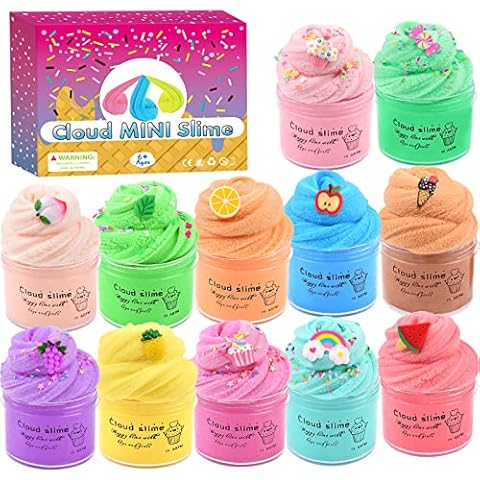 Fluffy Cloud Slime, 12 Pack Cloud Slime Kit with Candy Ice Cream Cute Slime Charms, Mini Slime Putty Toy for Girls Boys, Scented Slime Party Favor Gift Cover