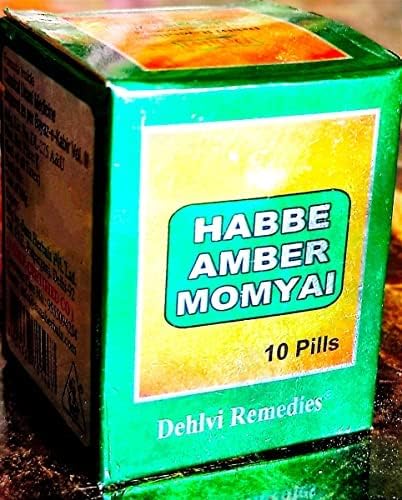 DEHLVI HABBE AMBER MOMIYAI (10pills each pack of 10) COMES WITH SHANDAAR ROSE WATER