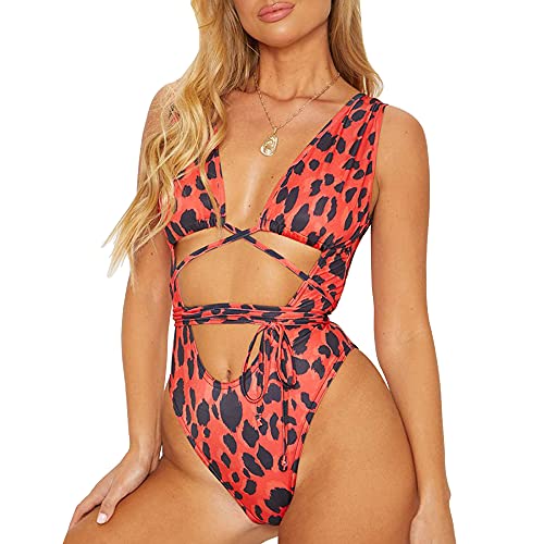 Bikini une pièce léopard pour femme GWJKG maillot de bain tendance à bretelles