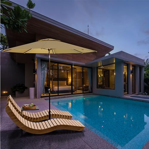Image of Midtown Umbrellas LED Swilt - 9 Ft Solar LED Patio Umbrella, Chestnut
