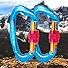 Comius Sharp Moschettone Arrampicata, 2 Pezzi Moschettone in Alluminio Forma a D, Moschettone Arrampicata con Tappo a Vite Moschettone Portachiavi per Campeggio, Pesca, Trekking o Amache (Blu)