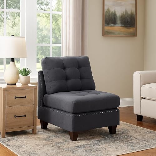 Sillón modular sin brazos chenille gris miniatura 2