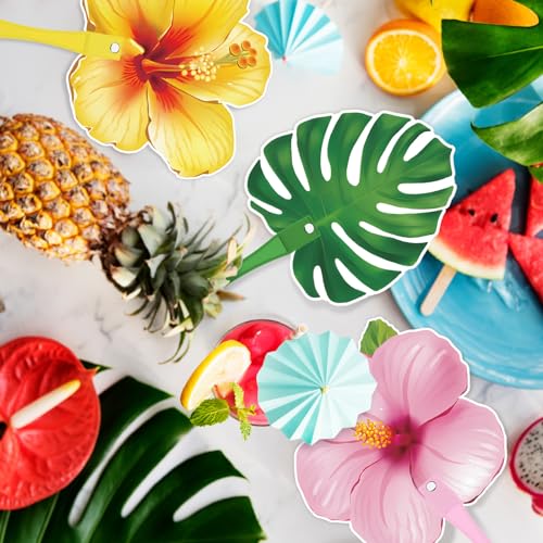 Éventails tropicaux légers en plastique durable pour décoration de buffet jungle