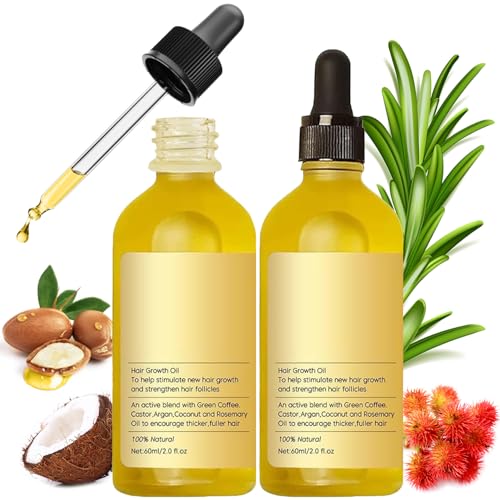 Veganic Natural Hair Growth Oil - 2 Packs for Men & Women