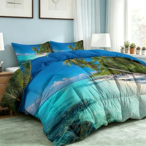 Edredón de palmeras estilo isla 135 x 200 cm para dormitorios confortables 4