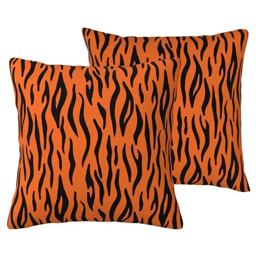 Housses de coussin pour canapé salon rayures oranges décoration moderne - 2