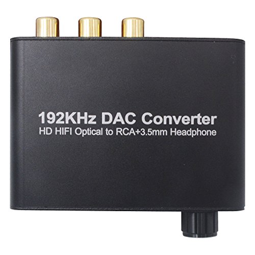 ZEXMTE Digital Audio Converter 192kHz DAC 3.5mm Jack Audio Adapter for HDTV