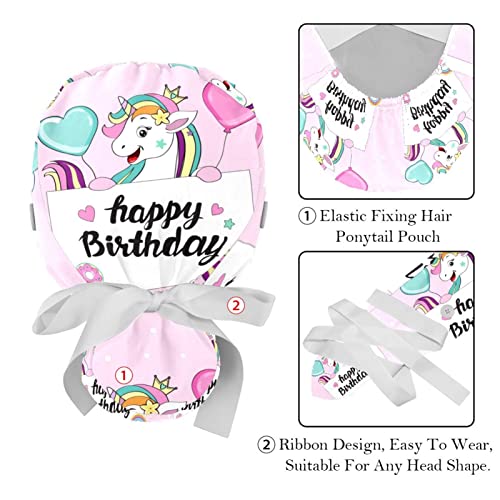 Chapeaux bouffants 2PCS ajustables avec imprimé joyeux anniversaire