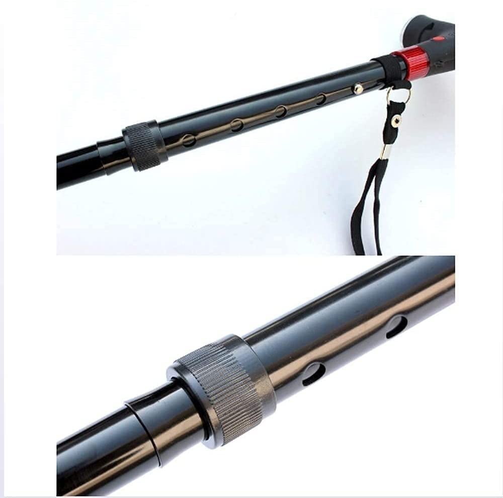 MRKU Bastón Plegable con luz LED, bastón Ajustable con Alarma de Seguridad, muleta portátil y Ligera para Hombres, Mujeres y Ancianos, aleación de Aluminio Ligera