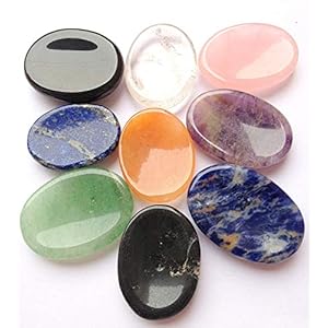 crystalmiracle Beautiful Seven Chakra Worry Stone Wellness Crystal Healing Gemstone for Positive Energy Powerful Thumb Stones Meditation Reiki Feng Shui Gift for Men Women