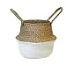 Wensltd Clearance! Seagrass Wicker Basket Wicker Basket Flower Pot Folding Basket Dirty Basket (White)