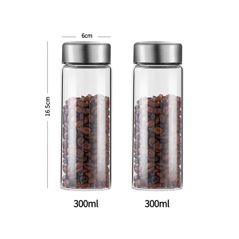 Puszka na herbatę, 2 szt. Szklane pojemniki do przechowywania herbaty Kawa, przezroczysty słoik na liście, przyprawy(300ML)