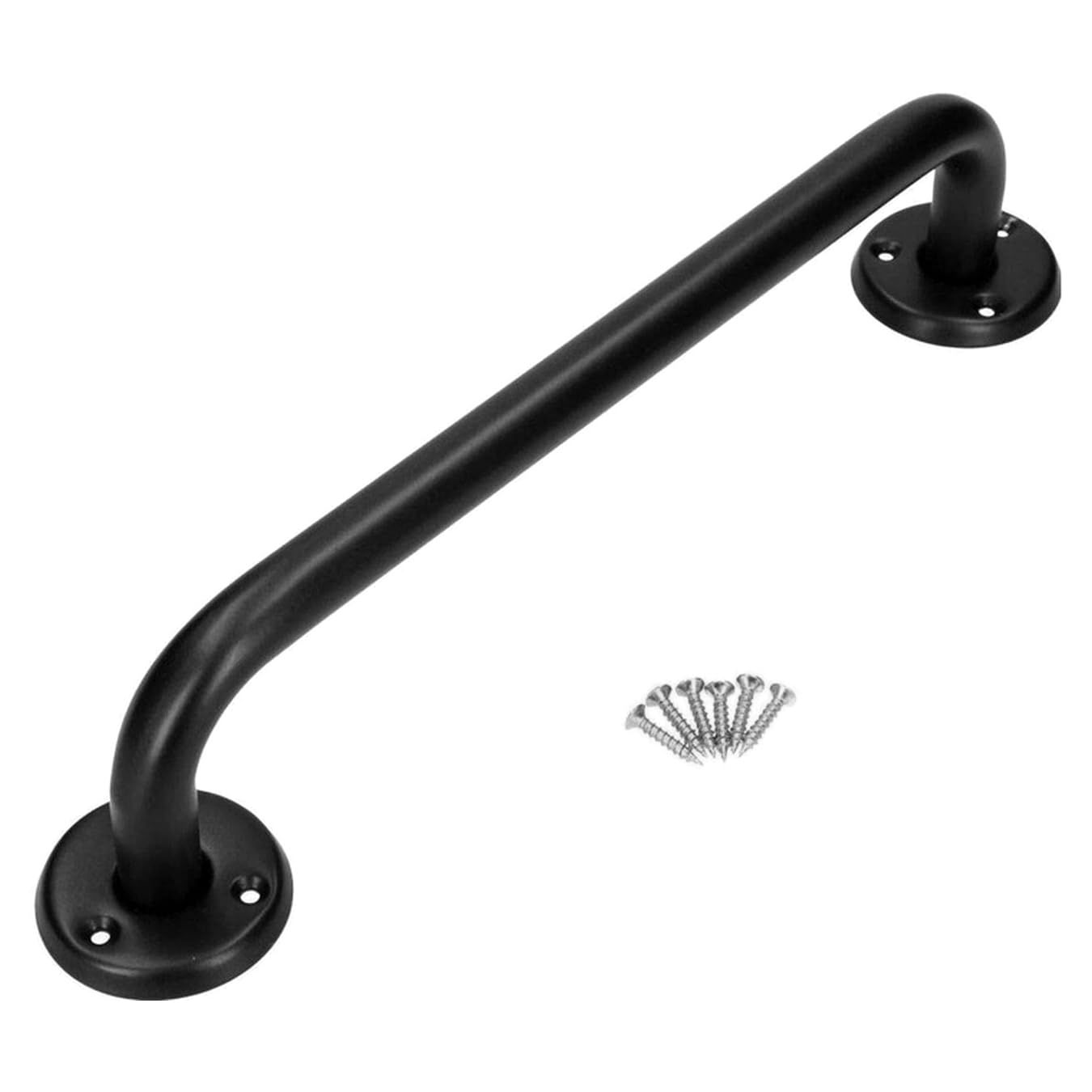 Bathroom Grab Bar for Elderly, Disabled, Seniors - 200 mm Black Safety Handrail with Fixings - Powder Coated Steel Anti-Slip Mobility Support Handle for Shower, Bath, Toilet, Stairs, Home, Care