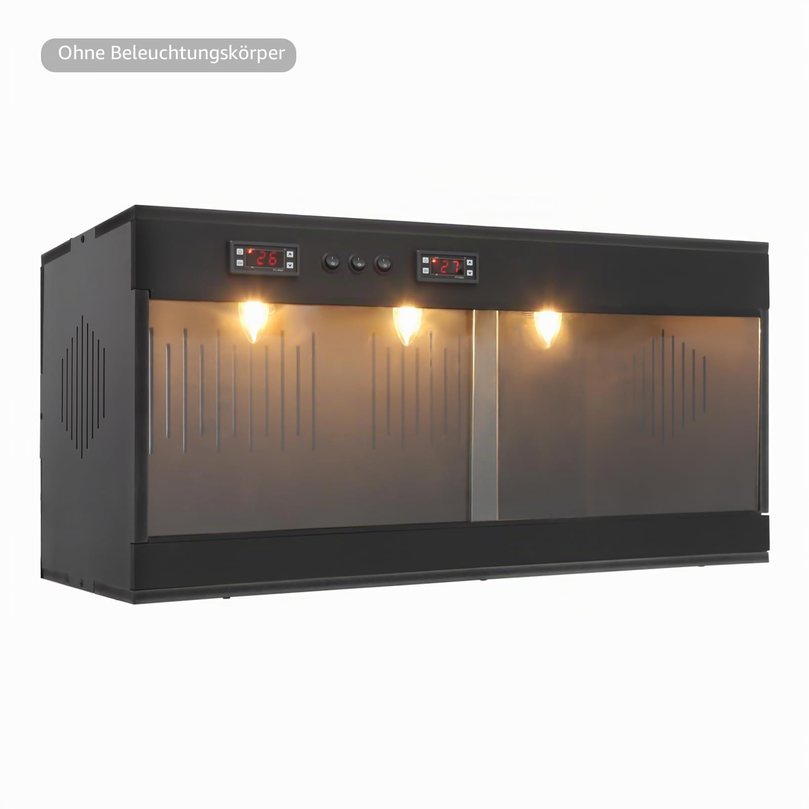 Reptilien Terrarium PVC Reptilienzuchtbox mit Intelligentem Thermostat Zwei Unabhängige Temperaturzonen Reptile Fütterungsbox LCD-Anzeige für Gecko, Chamäleon 80 * 40 * 40cm (Schwarz)