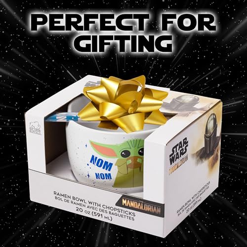 Star Wars Mandalorian Nom Nom Bambino 20 Oz Ciotola Ramen Ceramica W/Bacchette - 7