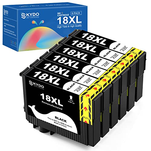 Skydo 18XL Compatible para Epson 18 Cartuchos de Tinta con Epson Expression Home XP-225 XP-215 XP-205 XP-312 XP-412 XP-315 XP-402 XP-405 XP-302 XP-305 XP-415 (6 Negro) Cover