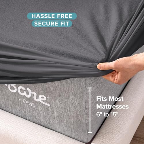 Image of Bare Home King Size Mattress Protector - 100% Waterproof & Breathable - Premium Cooling Mattress Cover - Protects Against Spills - Vinyl Free Noiseless - Protect Your Mattress (King, Grey)