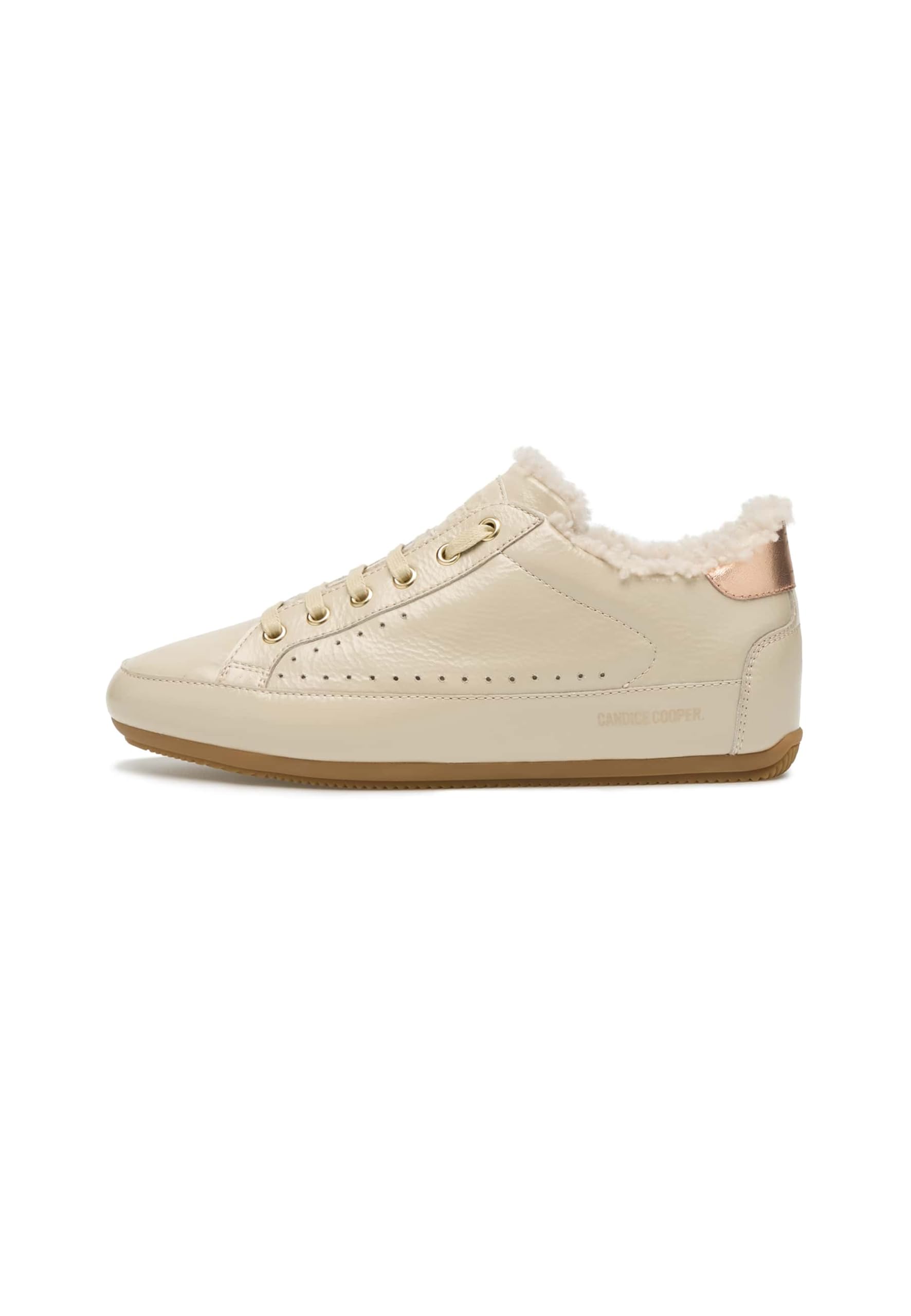 Candice Cooper Dafne Fur Crackled Patent Leather Ecru' Oxford planoMujer