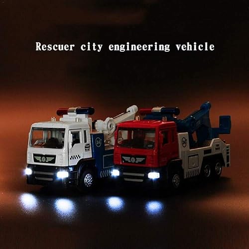 Miniatura 5 de JOYINUS Camión de remolque de juguete de metal fundido a presión con auto de tracción en miniatura con sonido y luz para niños (con 5 señales de