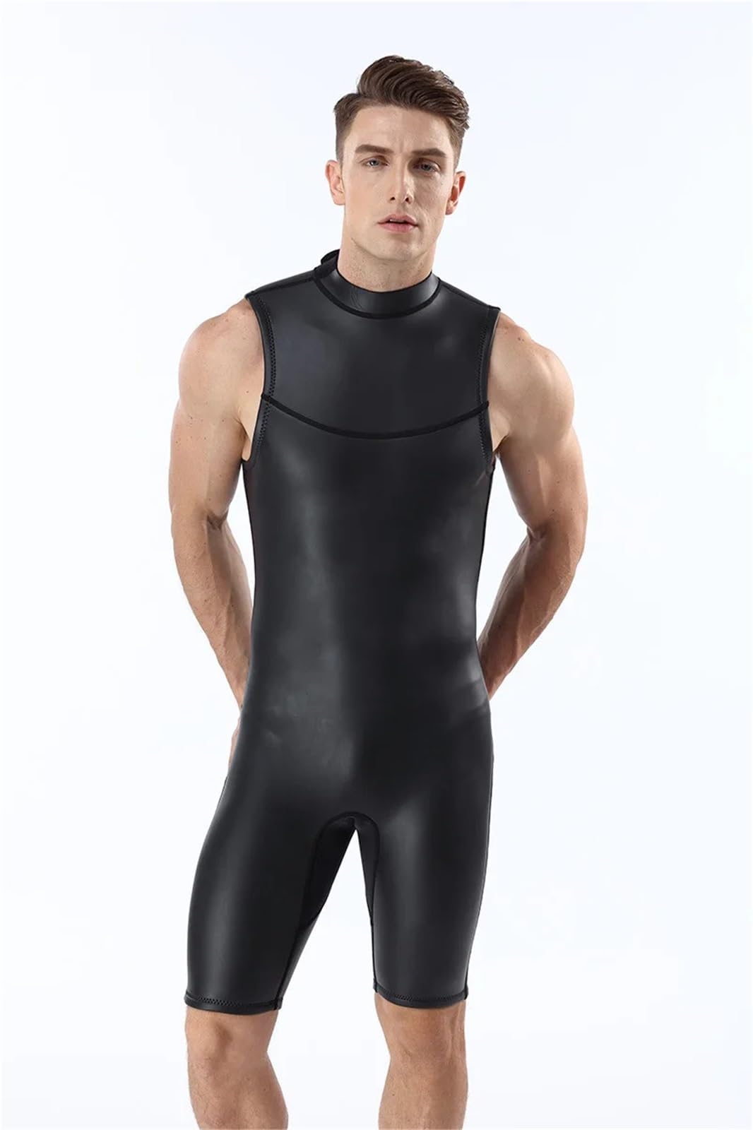 Mutino da Sub Muta da Sub da Uomo da 2 Mm, Corta, Nera, Monopezzo, Senza Maniche, Muta da Sub for Immersioni Subacquee, Surf, Snorkeling, Costume da Bagno Invernale(S)