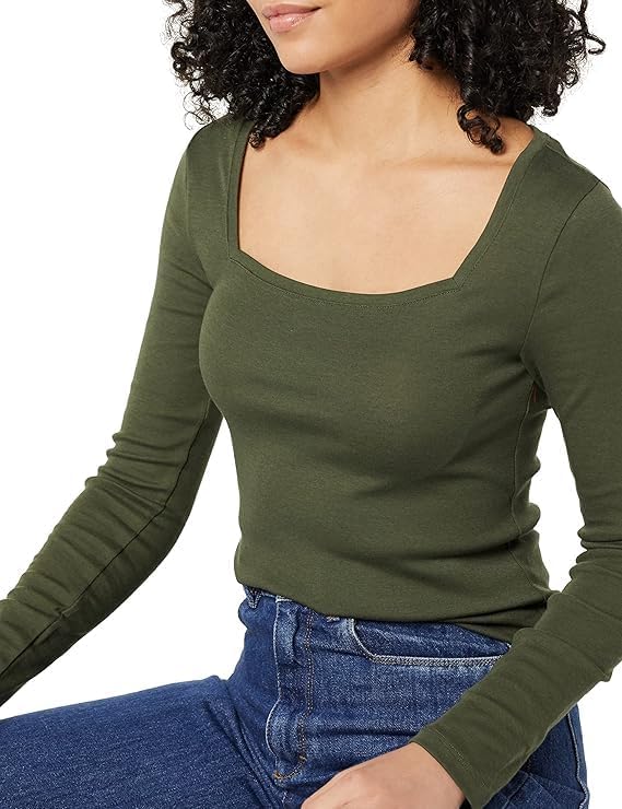 Amazon Essentials Women's Slim-Fit Long Sleeve Square Neck T-Shirt - Image 2