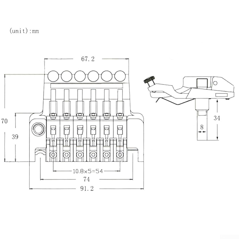 Floyd Rose Tremolo-Brücke aus Zinklegierung, Doppelverriegelungssystem, Tremolo-Brücken-Set für E-Gitarren (schwarz)