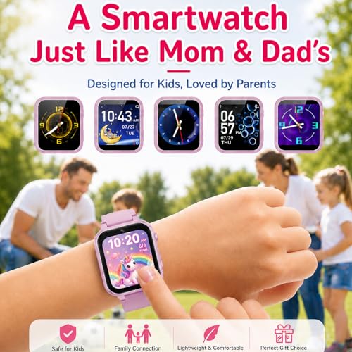 Image of Smart Watch for Kids, Girls Boys Smartwatch with 26 Games Camera Video Recorder and Player, Pedometer Calendar Flashlight, Audio Book etc., Gifts for 4-12 Years Children (Pink) | 26 Games, Camera, Music Player, Alarm Clock & Calculator & Pedometer