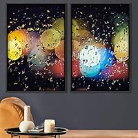 2 Piece Framed Canvas Wall Art Abstract Colorful Art Lights Canvas Prints Home Artwork Decoration for Living Room,Bedroom - 16