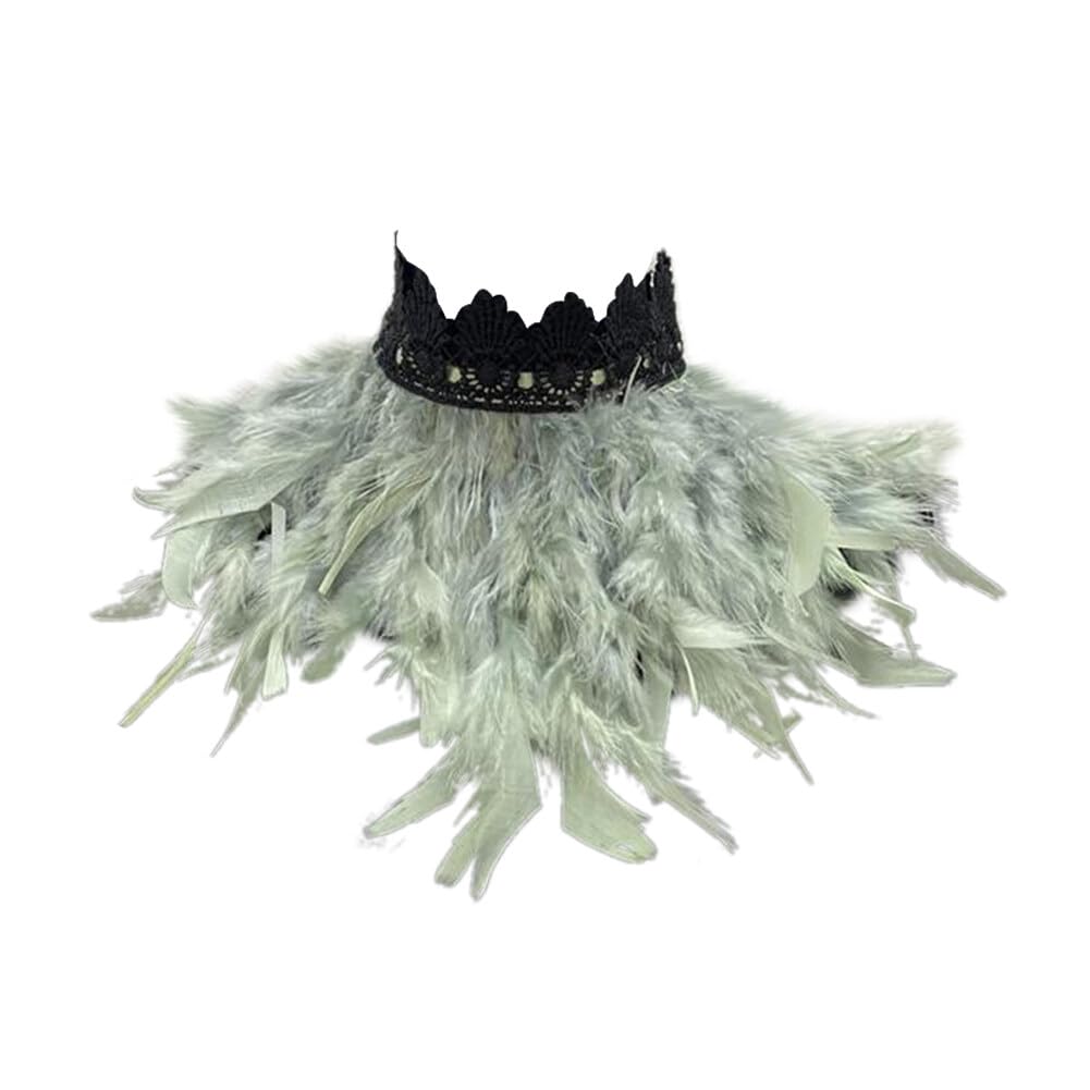 Uposao Feather Collar Shawl Feather Choker Cloak Natural Feather Collar Props For Cosplay Party Performance Model Walk Halloween Ball Feather Collar Shawl Props