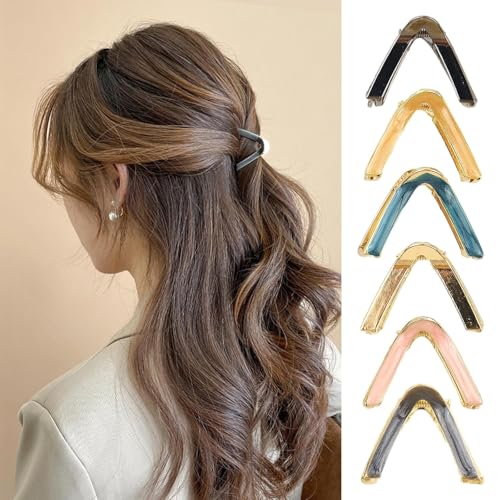 Pince à cheveux géométrique en V Lot de 6 barrettes pour look de bureau