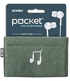 UT Wire Pocket Snap & Store Mobile Earphone Case Pouch, Sage Green with Solid Grey Interior