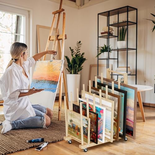 B Wood Art Sto Półka – 60 x 61 cm, uchwyt na płótnie z 9 kartonami i uchwytami, stojak do suszenia obrazu olejnego do studiów artystycznych i prac artystycznych