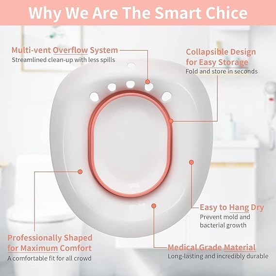 cartxomy Sitz Bath Toilet Seat with Flusher | Folding Sitz Bath Tub for Pregnant Women | Postpartum Care, Hemorrhoids Recovery, Vaginal | Anal Inflammation Treatment -Portable Perineal Soaking Basin 3