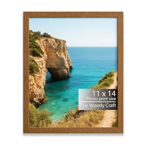 Image of 11x14 Photo Frame | Brown Photo Frame For Wall That Grounds The Decor | Wall Frame For Home Decoration | Wooden Frame With Defined Lines | Aesthetic Photo Frames For Peaceful Spaces