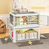 EnHomee 25GAL Storage Bins with Lids Stackable Storage Bins with Wheels Large Plastic Storage Bins Collapsible Storage Box Containers Closet Organizers and Storage for Bedroom Kitchen Office Roomy 2PC