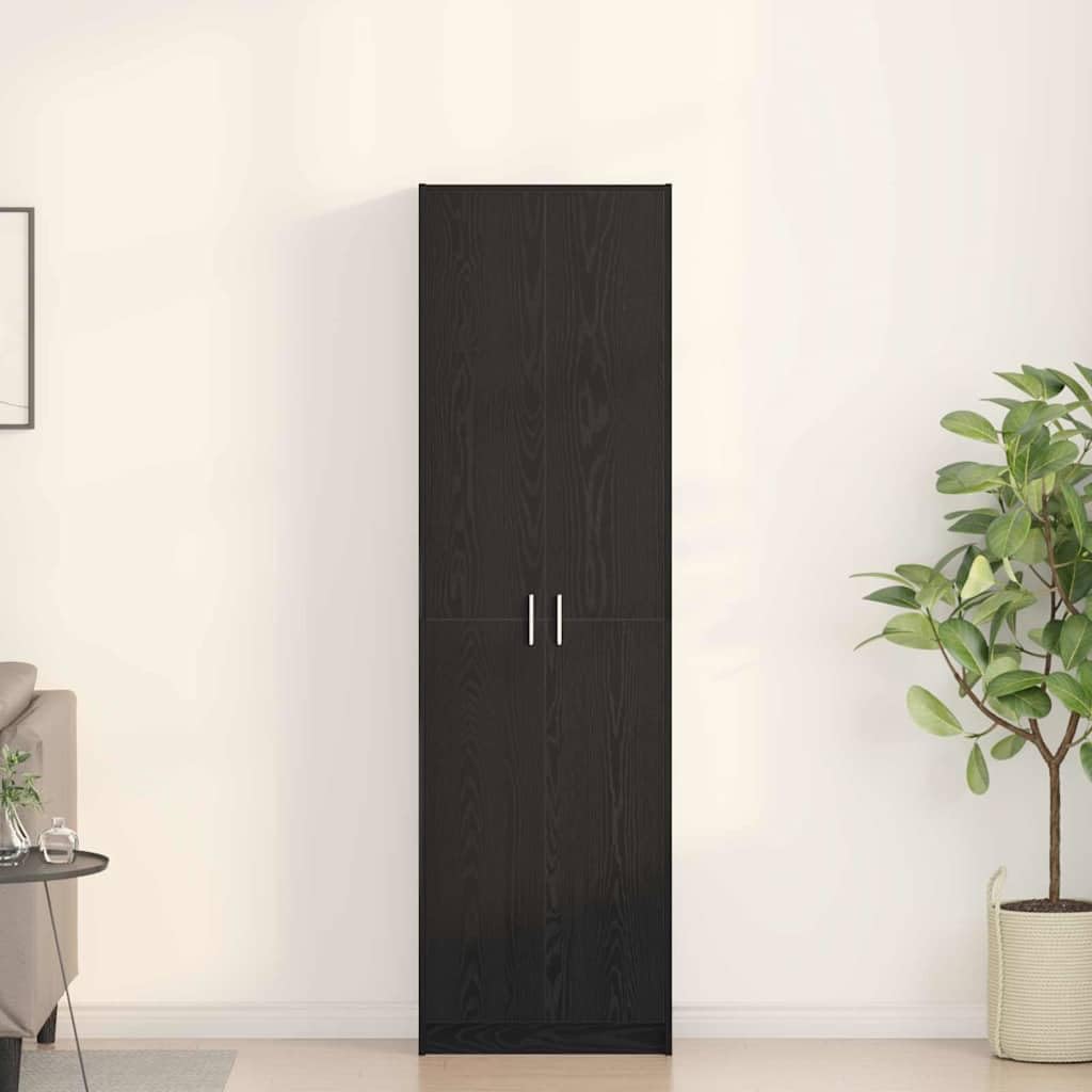 vidaXL Armoire Chêne Noir 55 x 25 x 189 cm Bois d'ingénierie, Armoire Moderne rectangulaire, Portes battantes, Espace de Rangement stylé, Bois agencé, unité Bien organisée